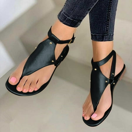 

women shoes K2 Flip Ladies Flat Open Toe Sandals Beach Buckle Flip Flops Black 42