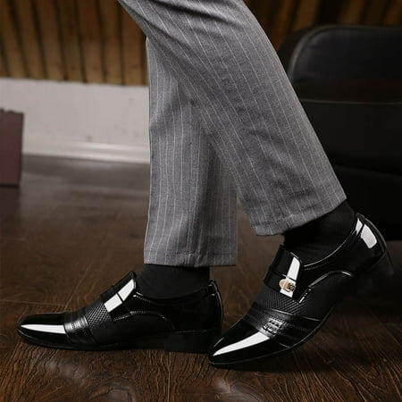 

WQJNWEQ Men Business Leather Shoes Casual Comfortable Wedding Shoe Suit Shoes Solid Male Fall on Sale