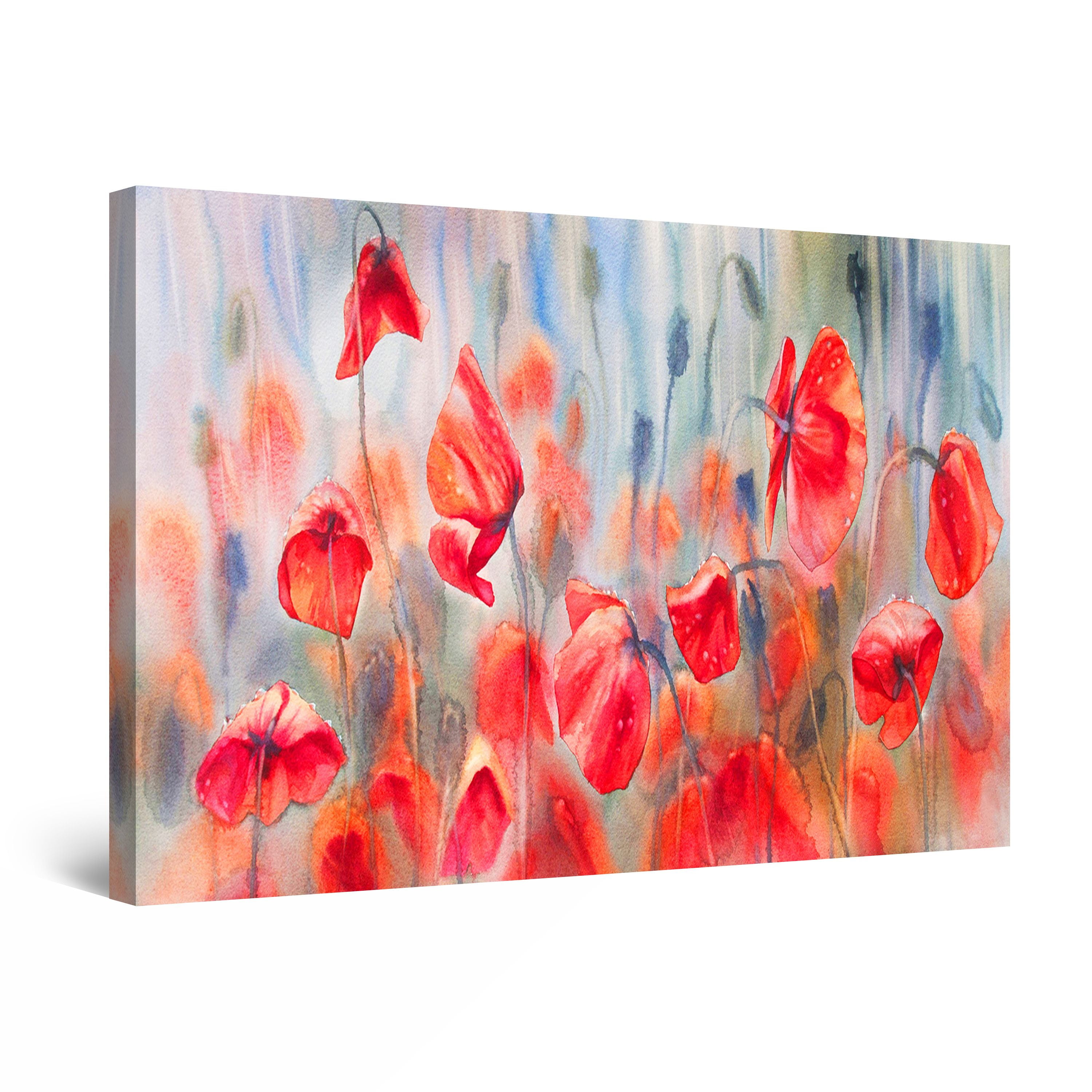Startonight Canvas Wall Art Abstract Watercolor Poppies Red Flowers Painting Framed 32 X 48 Walmart Com Walmart Com