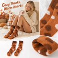 thumbnail image 2 of Thanksgiving Coral Fleece Crew Socks Mid Calf Plush Cozy Socks With Heart And Mushroom Pattern Soft Fuzzy House Socks (E), 2 of 5