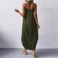thumbnail image 2 of Daiosportswear Robe Longue d'Été Sans Manches à Bretelles et Ourlet Incurvé pour Femmes, Couleur Unie, Col Rond, Bretelles, Dos Nu, Plage, Robe d'Été, Robe à Manches Courtes pour Femmes, Vert Armée TTG(TTG), 2 of 5