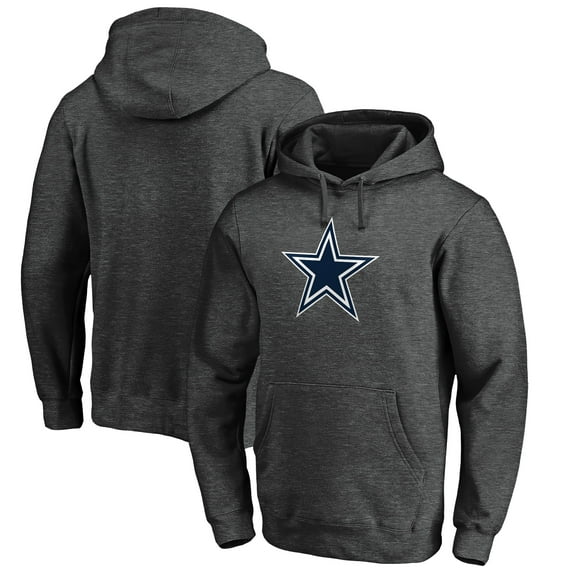 Men's Charcoal Dallas Cowboys Primary Logo Fitted Pullover Hoodie