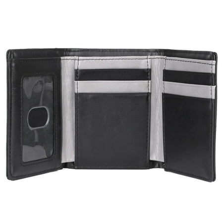J. Buxton Men's D-Type RFID Three-Fold, Vegan Leather Black