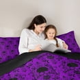 thumbnail image 4 of Homewish Hipple Halloween Skull Full Size Comforter Sets,Purple Damask Bedding Comforter Set,Black Reversible,3-Piece,1 Comforter and 2 Pillowcases, 4 of 7