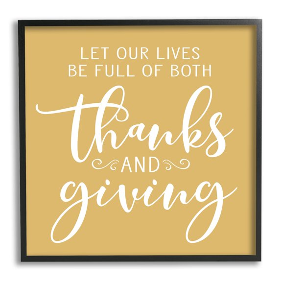Stupell Industries Uplifting Thanksgiving Calligraphy Phrase Warm Yellow Design Graphic Art Black Framed Art Print Wall Art, Design by Lettered and Lined