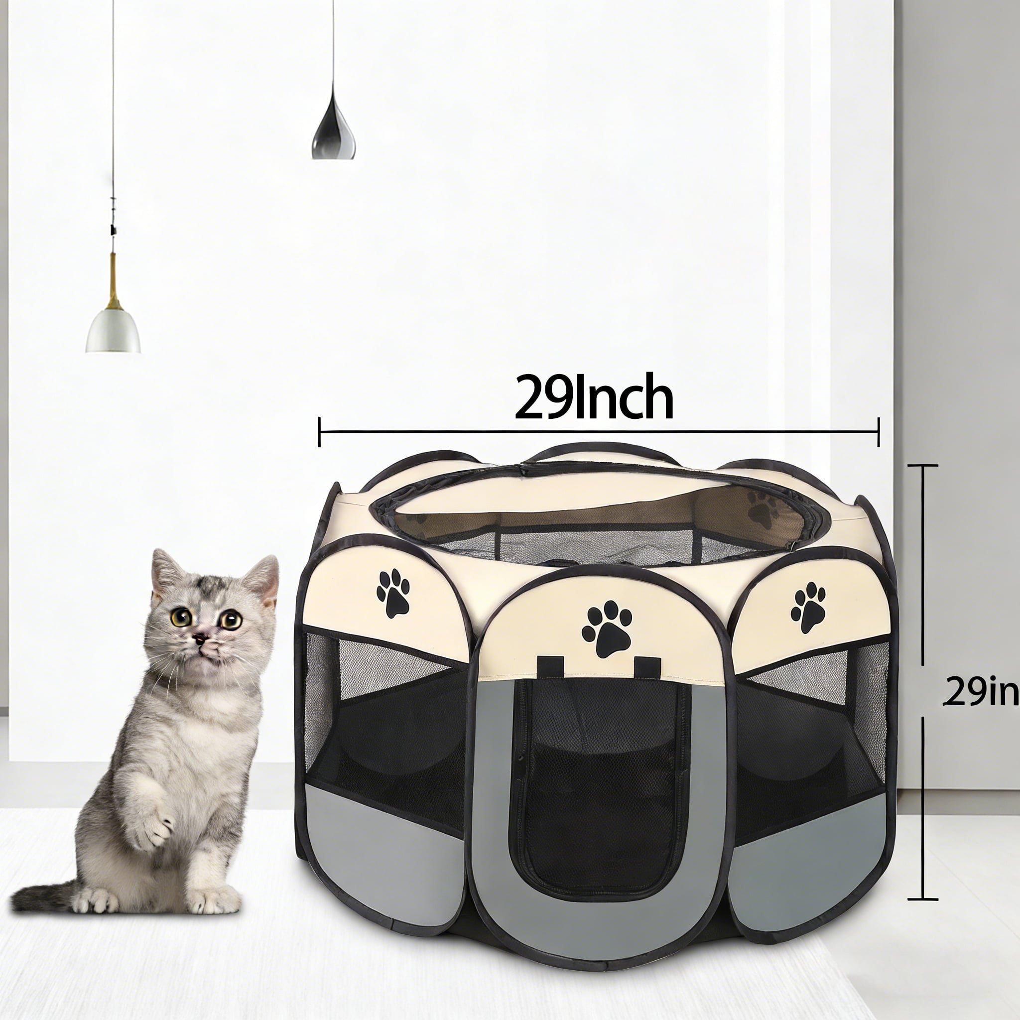 Asunby Foldable Pop-Up Dog Playpen with Removable Zipper, Portable Pet Tent for Small Dogs and Cats, Travel Crate
