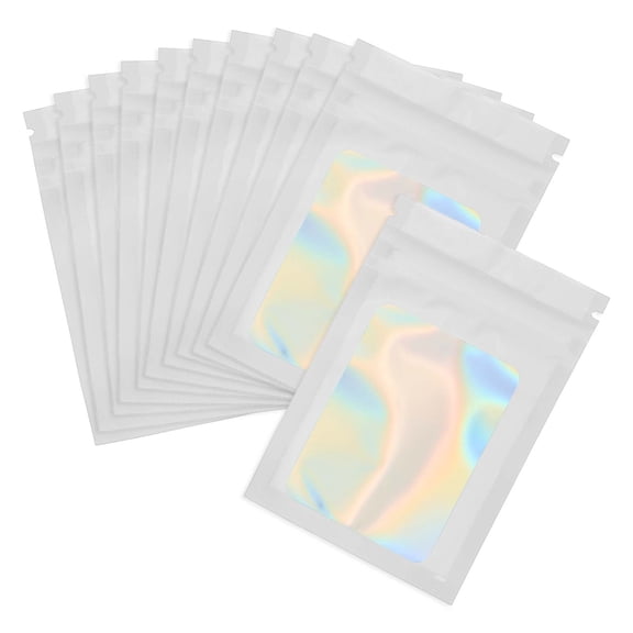 Uxcell Foil Pouch Bags Packaging Clear Window Resealable Sample Bag for Small Business Party White 7.09 x 10.24 inch