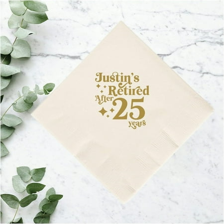 50pcs Personalized Cocktail Napkins, Custom Paper Napkin Retirement Party Favors, Retirement Napkin Favor, Customized Retirement Celebration Napkin Keepsakes, (5"x5") Names Luncheon Dinner Decoration