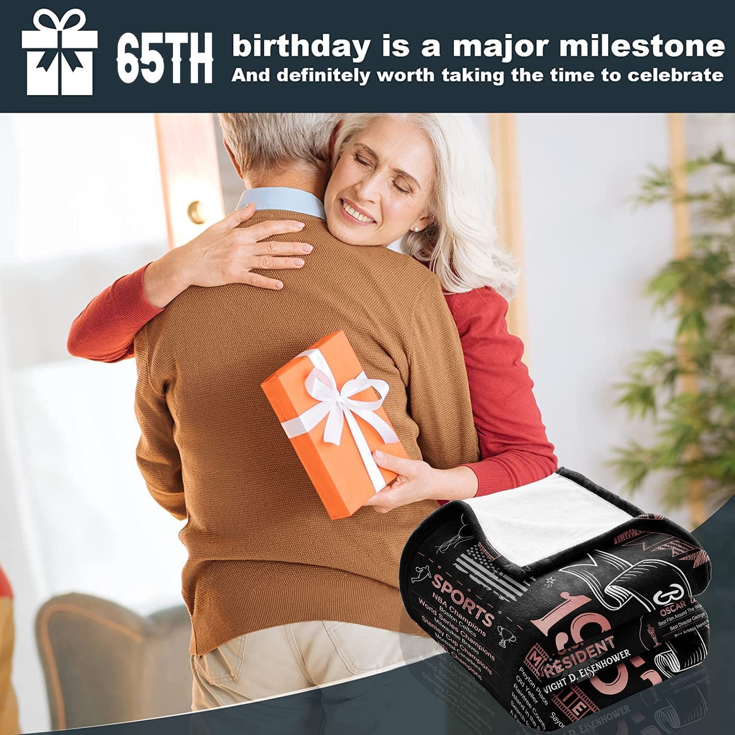 Happy 65th Birthday Gifts for Women Men Blanket 1957 65th Birthday Decorations 65 Years Old Gift for Mom Dad Grandparents Back in 1957 Flannel Fleece Soft Throw Blanket for Bed Sofa 50"x60"