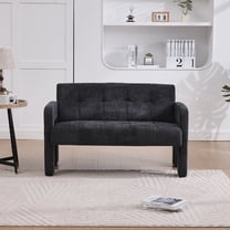 Modern Loveseat Sofa, Chenille Upholstered Sofa Leisure Loveseat Couches Comfortable Seating with Dual Armrests, Double Armchair Small Love Seat Couches for Living Room, Apartment, Office, Black