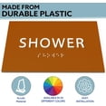 thumbnail image 4 of ADA CENTRAL SIGNS - 6" X4" Shower Sign - ADA Compliant Tactile Graphics Grade 2 Braille Text | Wall Mount Plastic Signs for Shopping Malls, Offices, Hotels, Schools, Apartments, and Restaurants, 4 of 7