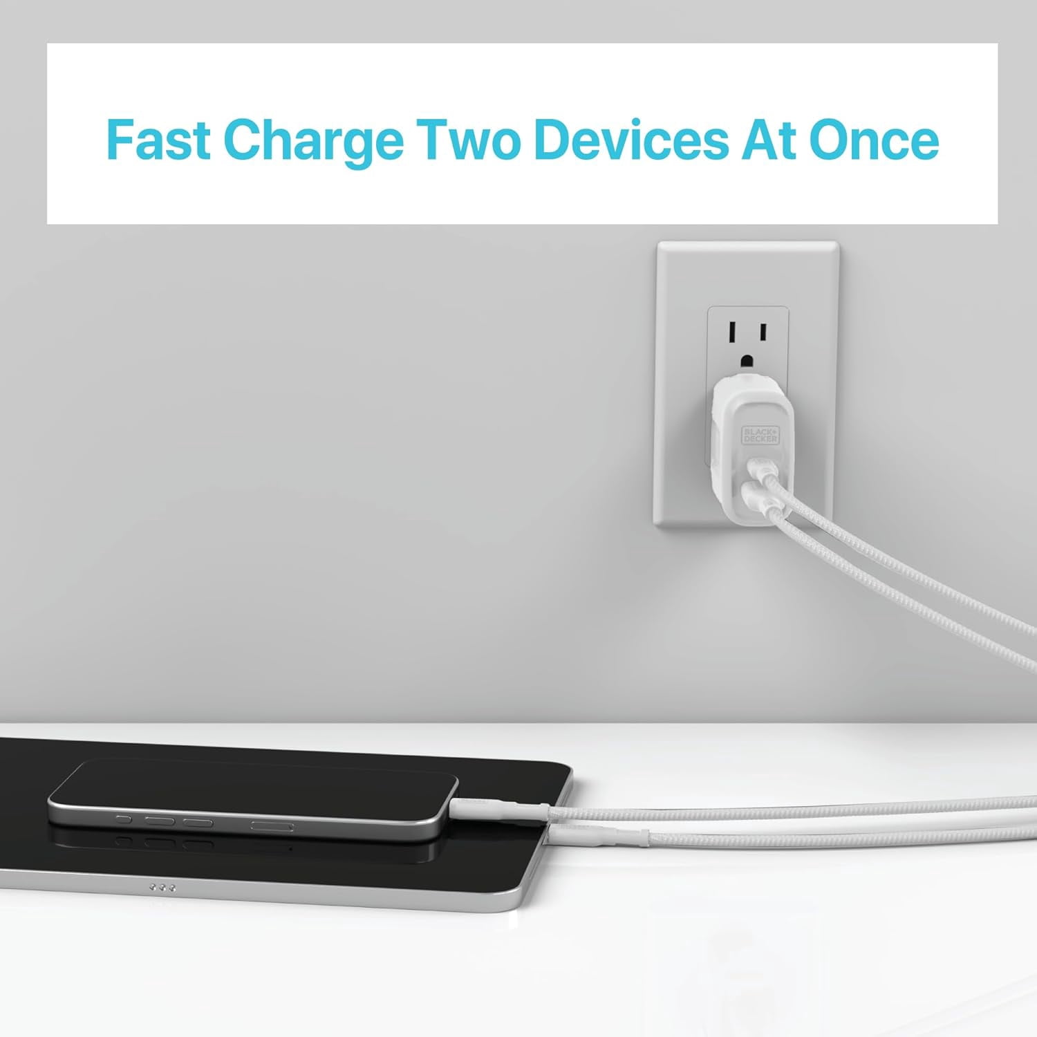 BLACK+DECKER Quick-Charge PD Wall Charger, 2-Port, 38W - USB Type C Wall Plug, Compact Power Block USB C, Fast Charger Adapter