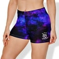 thumbnail image 1 of Women's Black & Purple Galaxy High-Waisted Shorts, 1 of 6