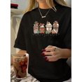 thumbnail image 1 of 1pc Vintage Style Geometric-Patterned T-Shirt for Women, 100% Polyester Crew Neck Short Sleeve Top, Casual Summer Knit Fabric Tee with Regular Length, 1 of 6