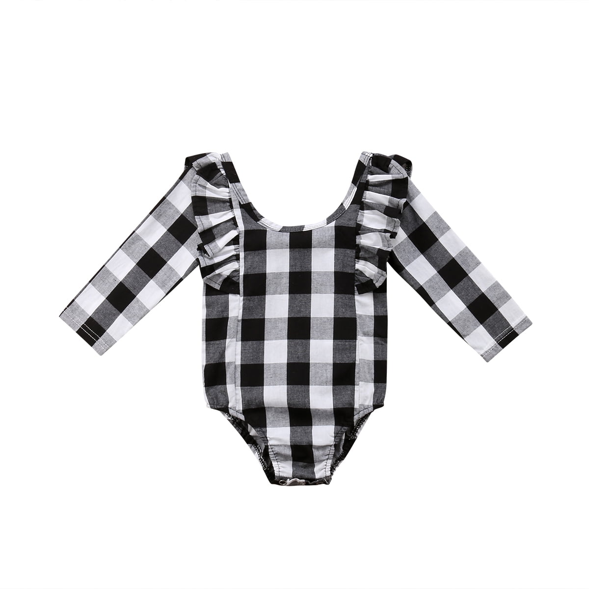 black and white plaid romper