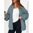 thumbnail image 4 of Women'S Fall Fashion Oversized Sweatshirt Jackets with Zipper Casual Long Sleeve Outerwear Winter Outfits Lake Blue S, 4 of 10