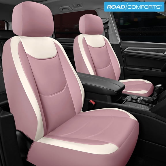 Road Comforts Leather Mesh Women's Fashion Car Seat Covers,Stylish,Comfortable,Universal Fit for Cars, Trucks and SUVs Pink