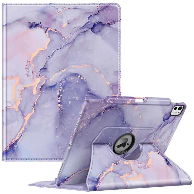 Funda giratoria Fintie para iPad Pro de 13 pulgadas (M4) 2024, color lila y mármol
