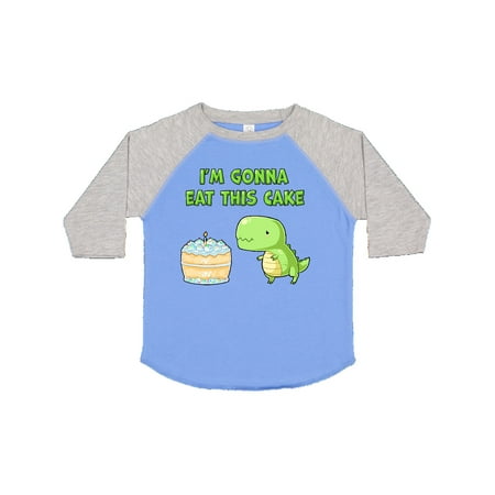 

Inktastic I m Gonna Eat This Cake with Cute Green Dinosaur Gift Toddler Boy or Toddler Girl T-Shirt