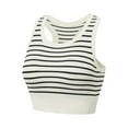 thumbnail image 4 of qolati Sports Bras for Women Seamless Comfortable Striped Mock Neck Longline Padded Yoga Bra Workout Crop Tank Tops with Built in Bra, 4 of 7