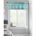 thumbnail image 4 of Kitchen Cafe Valance Curtain for Small Windows,Turquoise Gray Striped Rod Pocket Short Valances Vintage Horizontal Stripes Window Treatment Panel for Living Room/Bedroom/Bathroom,42x18in, 4 of 9