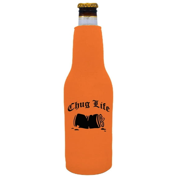 Chug Life Beer Bottle Coolie (Orange)