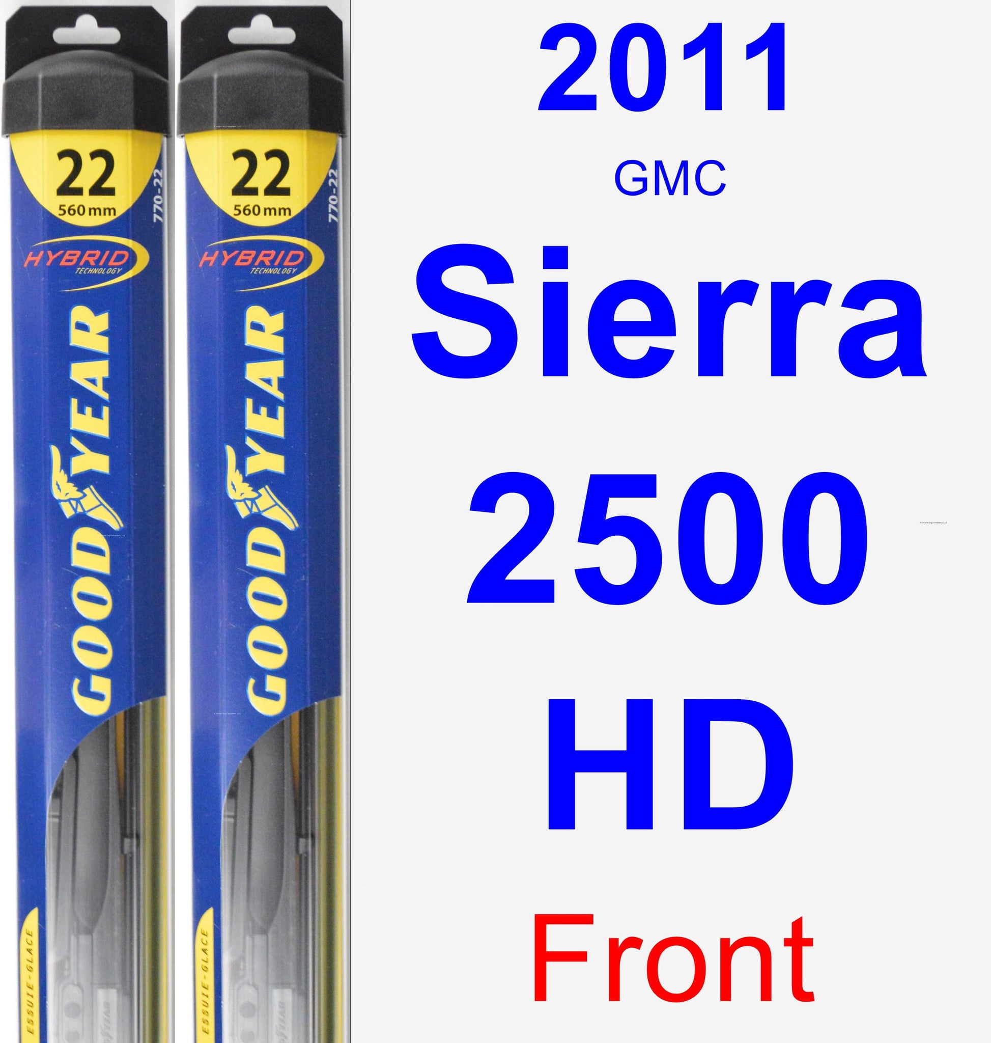 2011 GMC Sierra 2500 HD Wiper Blade Set/Kit (Front) (2 Blades) Hybrid