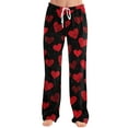 thumbnail image 6 of Women's Casual Fashion Comfort Pajama Pants, Print Drawstring Pants Full Length Long, Love Valentine's Day Pattern Lounge Pants,Black,L, 6 of 6