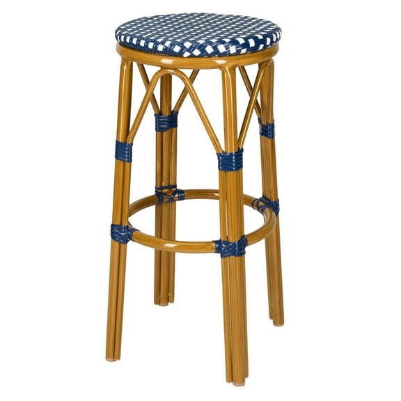 30" Full Height Bistro Barstool - Blue on White by Chivari