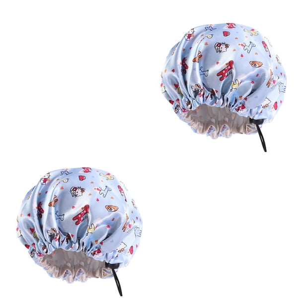 Qarigey Gorro de dormir de noche para niños con hebilla ajustable, gorros de satén para ducha, gorro de dormir bonito, gorro para la cabeza para baño, Cielo azul 2piezas Qarigey CBP321917