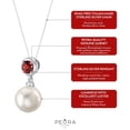 thumbnail image 4 of PEORA 10mm Freshwater Cultured Pearl and Garnet Pendant Necklace for Women 925 Sterling Silver, with 18 inch Chain, 4 of 5