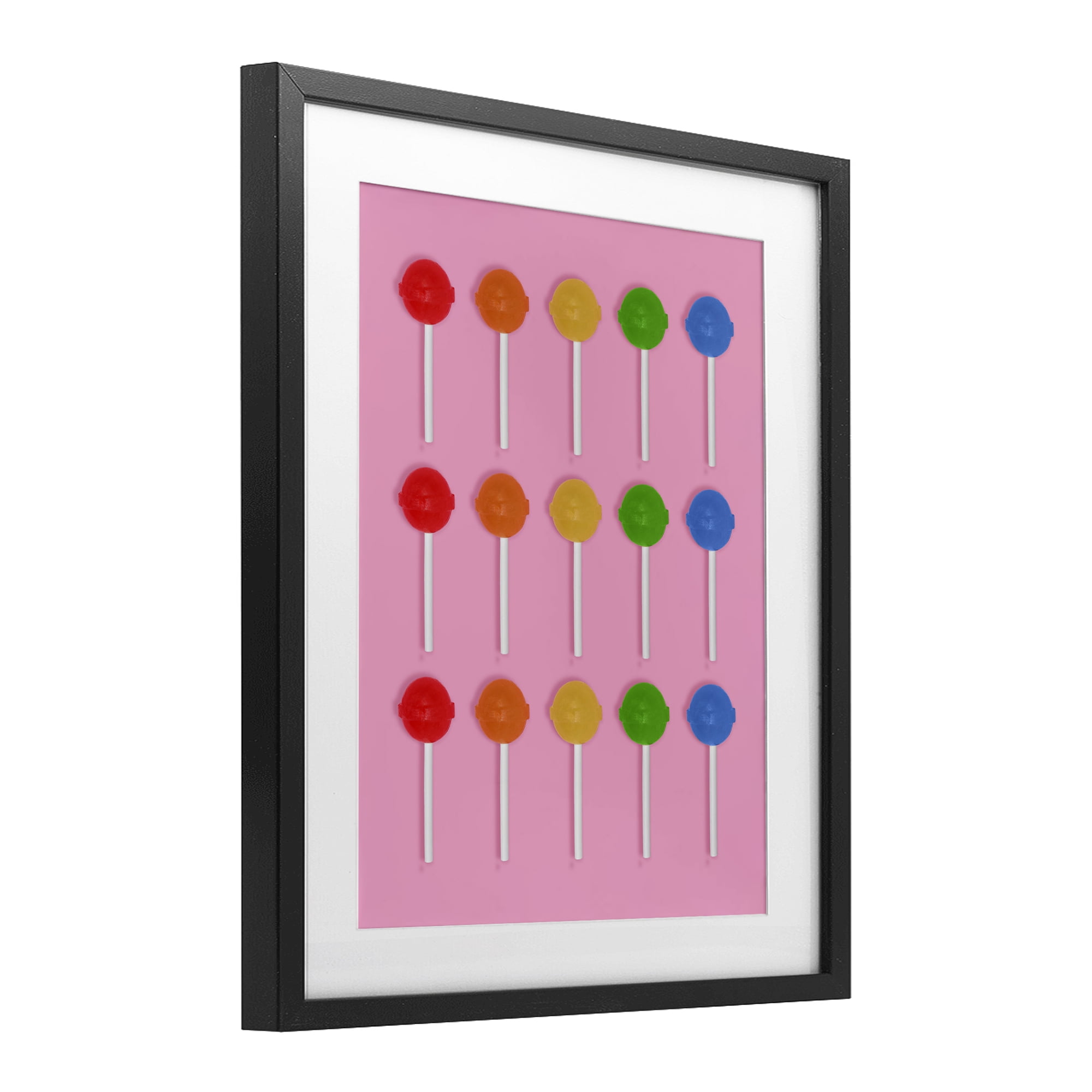 Stupell Industries Colorful Lollipop Grid Black Framed Print Under Glass, design by LISH Creative