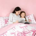 thumbnail image 4 of meiyoeat Girly Bow Abc Alphabet Queen Comforter Set For Kids,Pink Polka Dots Monogrammed Print K Comforter Sets Queen,Pink Reversible,3-Piece, 4 of 7