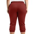 thumbnail image 4 of SHTXOZHI Womens Plus Size Capris Solid Color Elastic Waisted Fitted Pants Casual Workout Trousers with Pockets, 4 of 8
