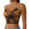 thumbnail image 2 of Fotbe Cute Cow Sunflower Field Sujetador Deportivo Largo sin Aros para Mujer con Almohadillas y Soporte Medio, Transpirable y Absorbente, Camiseta Tipo Chaleco o Tank Top-Small, 2 of 8