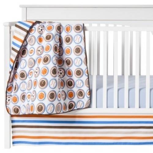 Bacati - Mod Sports 11-Piece Nursery in a Bag Crib Bedding Set 100% Cotton Percale Boys Crib Bedding Set with 2 crib fitted sheets - image 4 of 8