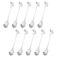 thumbnail image 1 of Unique Bargains 10Pack 4.8' Stainless Steel Leaf Coffee Spoon Tableware Dessert Spoons, Silver, 1 of 4