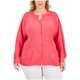 thumbnail image 1 of Calvin Klein Womens Shirred Shell Blouse, brghtpink, Plus Size, 1X, 1 of 1