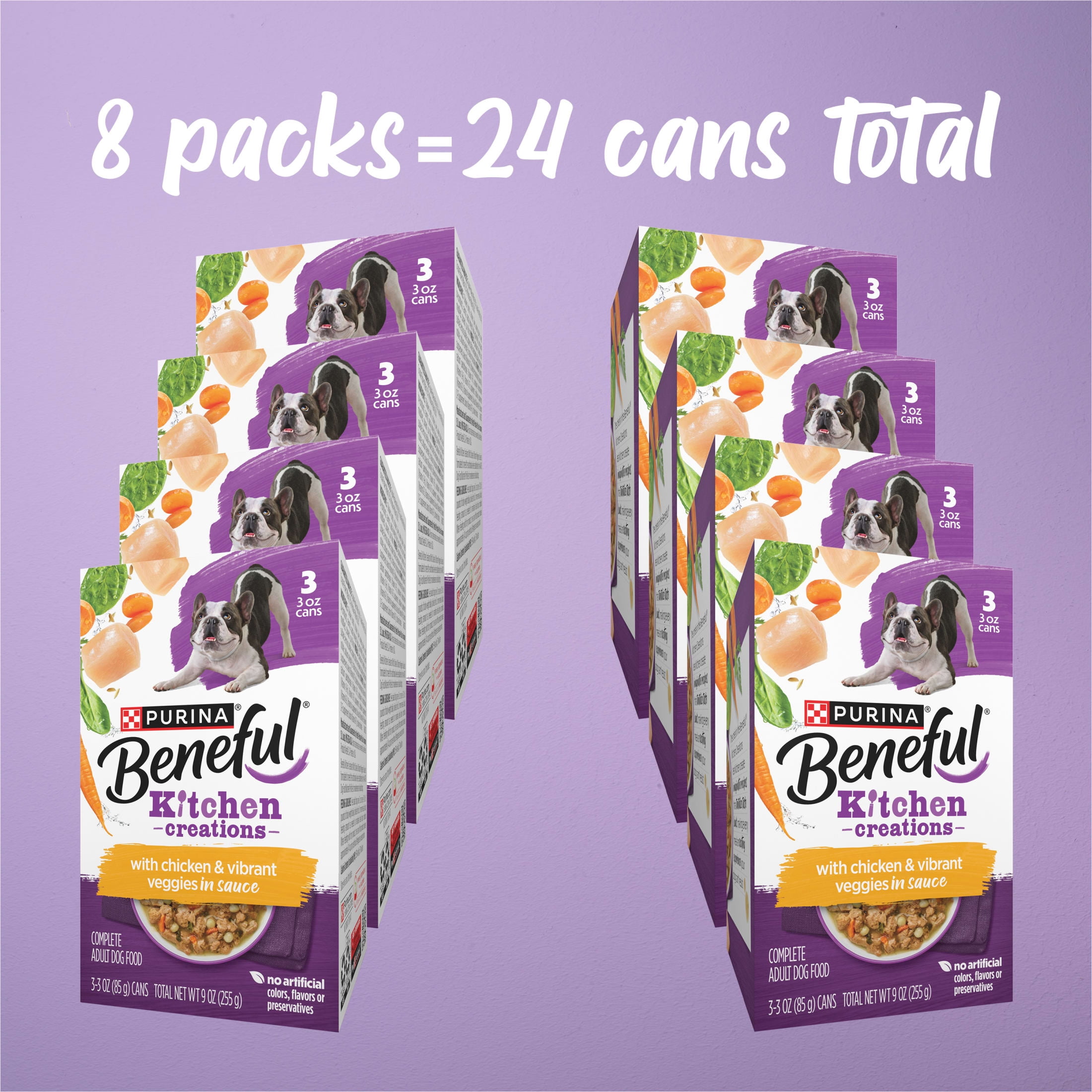 Purina Beneful Kitchen Creations With Chicken and Vibrant Veggies in Sauce Wet Dog Food, 3 oz, 8 Pack