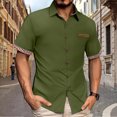 thumbnail image 2 of USNSM Mens Dress Shirts Short Sleeve Regular Fit Casual Button Down Shirt Inner Contrast Business Formal Pocket Shirt Green XXXL, 2 of 6