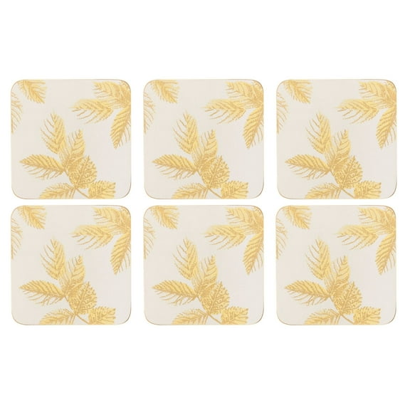 Pimpernel  Sara Miller London Etched Leaves Coasters  Light Grey  Set of 6