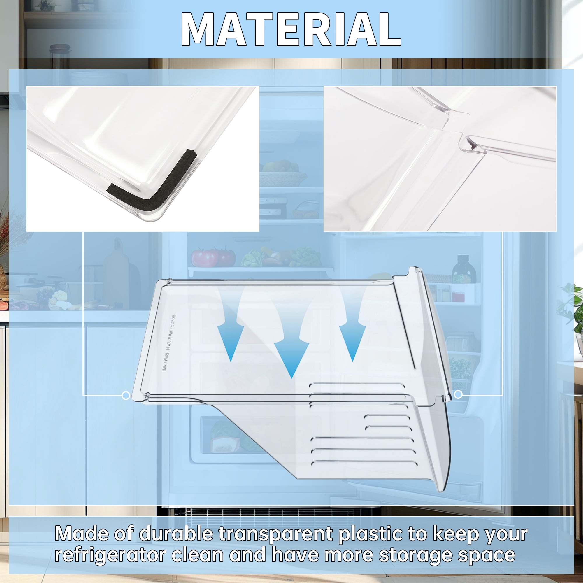 KOJEM Frigidaire Crisper Drawer Pan Bin Replacement, Refrigerator 240337103 AP2115849 891037 PS429854, Plastic