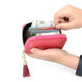 thumbnail image 5 of HAWEE RFID Credit Card Wallet for Women Accordion Genuine Leather 15 Slots Case Card Holder Tassel Pendant, Rose Red, 5 of 6
