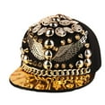 thumbnail image 2 of Studded Hip Hop Baseball Cap, Black with Gold Metallic Spikes and Wings, Fashion Snapback Hat, 2 of 6