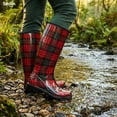 thumbnail image 6 of SMILIN Colorful Rain Boots for Women,Mid-Calf Waterproof Anti-Slip Slim Calf Garden Shoes,Red Plaid,US Size 10, 6 of 8