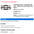 thumbnail image 2 of Front Brake Pad Set - Compatible with 1995 - 2002 Ford E-350 Econoline Club Wagon 1996 1997 1998 1999 2000 2001, 2 of 2