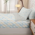 thumbnail image 5 of Manfei Minimalist Check Zipper Queen Comforter Set with Fitted Sheet and 2 Pillowcases,Cute Bow Zipper Bedding Set,Blue,Light Gray Reversible,4pcs, 5 of 8