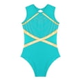 thumbnail image 3 of Aislor Kids Girls Sleeveless Keyhole Back Patchwork Gymnastics Leotard Kids Ballet Dance Unitard Blue Green 16, 3 of 5