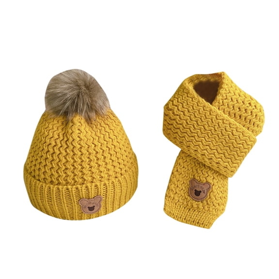 Bysome Winter Warm Cotton Inner Hat Scarf Set 3 To 12 Years Boy And Girl Baby Hat Two Sets For 3-12 Years