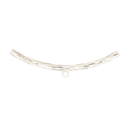 - Curved Tube Bead With Single Ring, Fancy Diamond Cut Pattern, Silver-Plated Brass 38x2mm Sold per pkg of 10